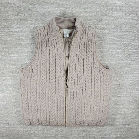 Joie Reversible Cable Knit Puffer Vest Women’s M Beige Oatmeal Zip Mock Neck - Picture 10 of 16